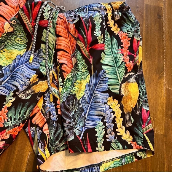 Palma Swim Puerto Rico Swim Trunk Volar Parrot Tropical Forrest M Shorts lined - Picture 7 of 11